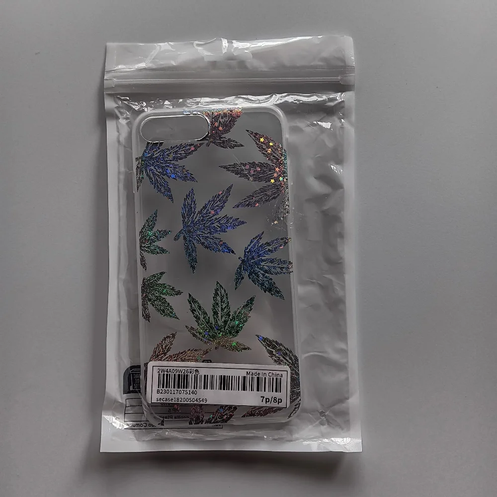NEW Sacchetto Cell Phone Case Clear Glitter Metallic Leaves iPhone 7p 8p Sealed